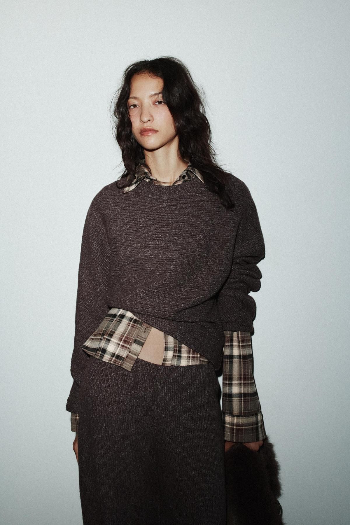 자라 소프트 라운드넥 긴팔 스웨트셔츠 6050/824 BROWN MARL - 상세 이미지 3
