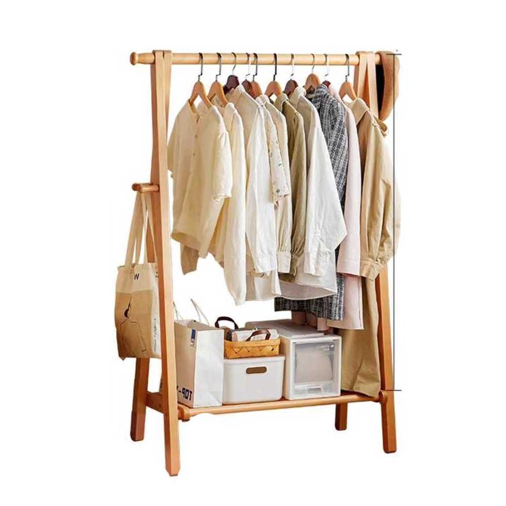 원목 옷걸이 행거 스탠드 공간절약형 실내 수납용 우드 + 60cm - 상품 이미지