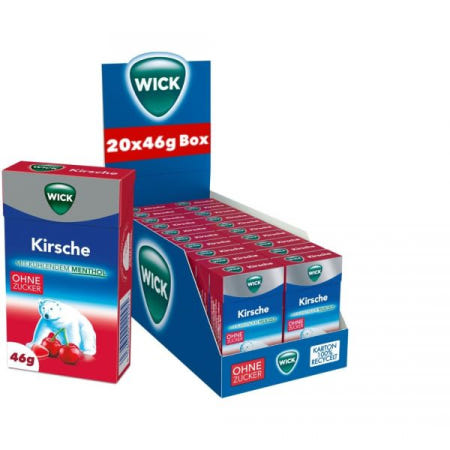 [해외]WICK 윅 코프 드롭스 체리 앤 유칼립투스 무설탕 - 진정 기침약 20개입(20 x 46g) 팩 [B07CG2Z6G9]