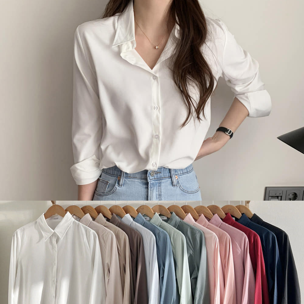 링클프리 여성 블라우스 봄 셔츠 블라우스 여자 셔츠 화이트브라우스 빅사이즈 제품 이미지