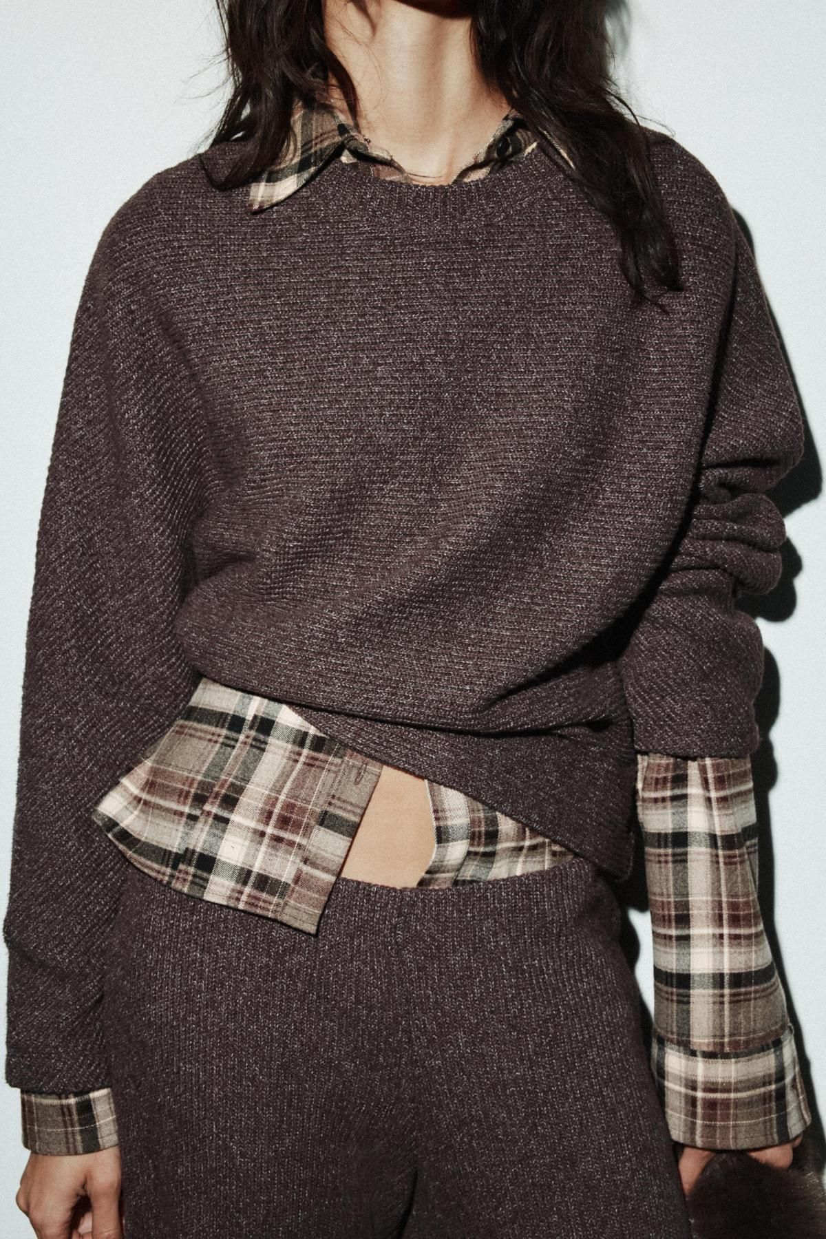 자라 소프트 라운드넥 긴팔 스웨트셔츠 6050/824 BROWN MARL - 상세 이미지 4