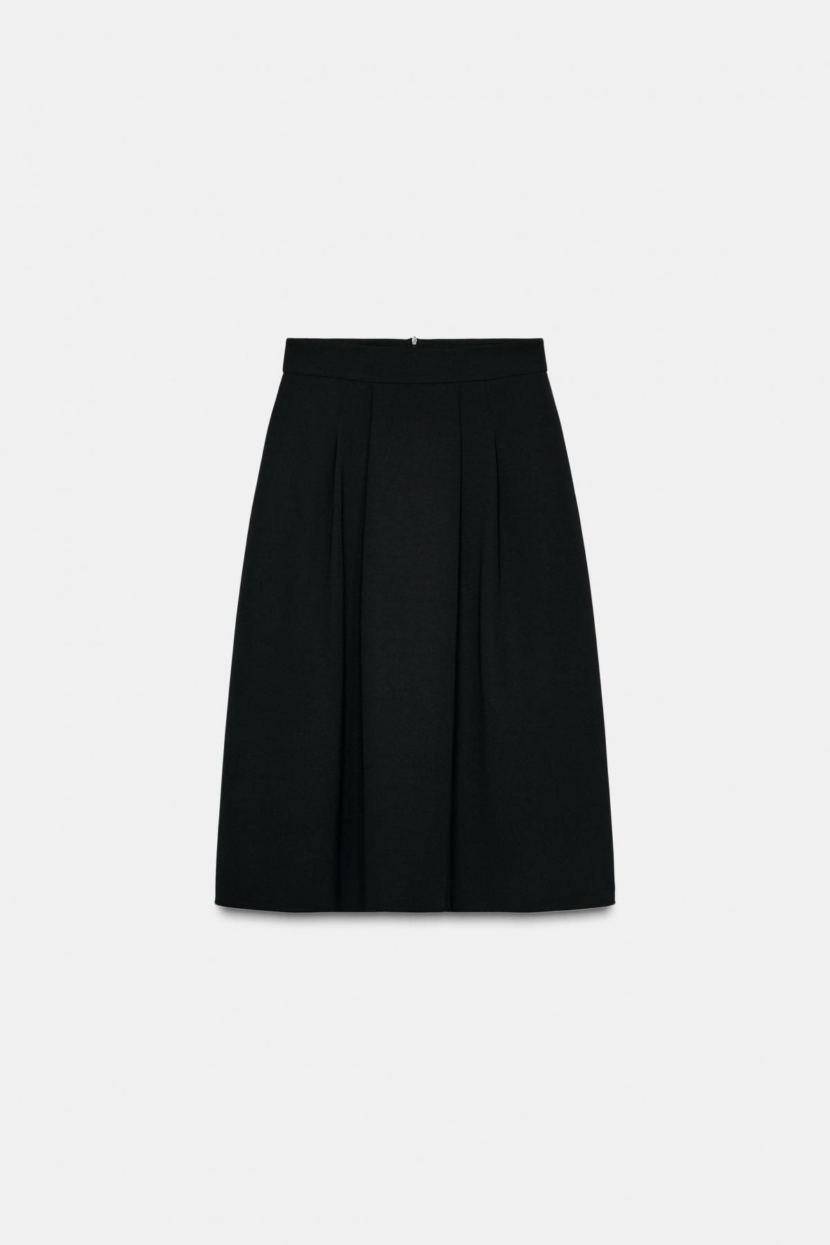 자라 하이웨이스트 크레이프 플레어 미디 스커트 9697/631 BLACK - 메인 이미지