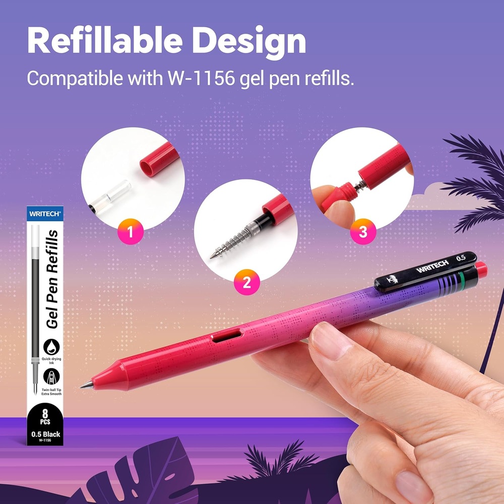 WRITECH 검정 젤 펜 0.5mm 8개입 볼펜 필기구 젤잉크펜 - 상세 이미지 4