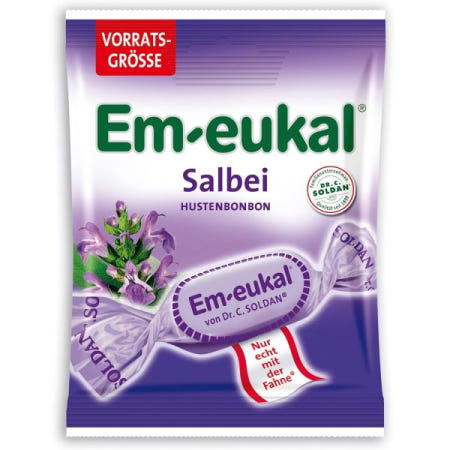 [해외]Em-eukal 엠이유칼 세이지 기침약 설탕 큰 봉지 150g - 고급 추출물과 고품질 에센셜 오일이 함유된 향긋하고 신선한 허브 향 비타민 C 함유 (150g 1개) [B