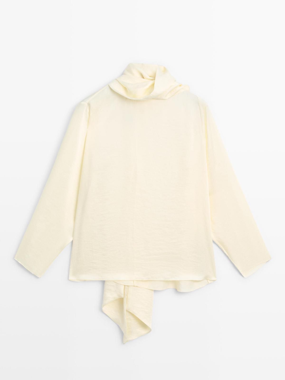마시모두띠 시크 새틴 스카프 볼륨 블라우스 9305/950 IVORY - 상품 이미지