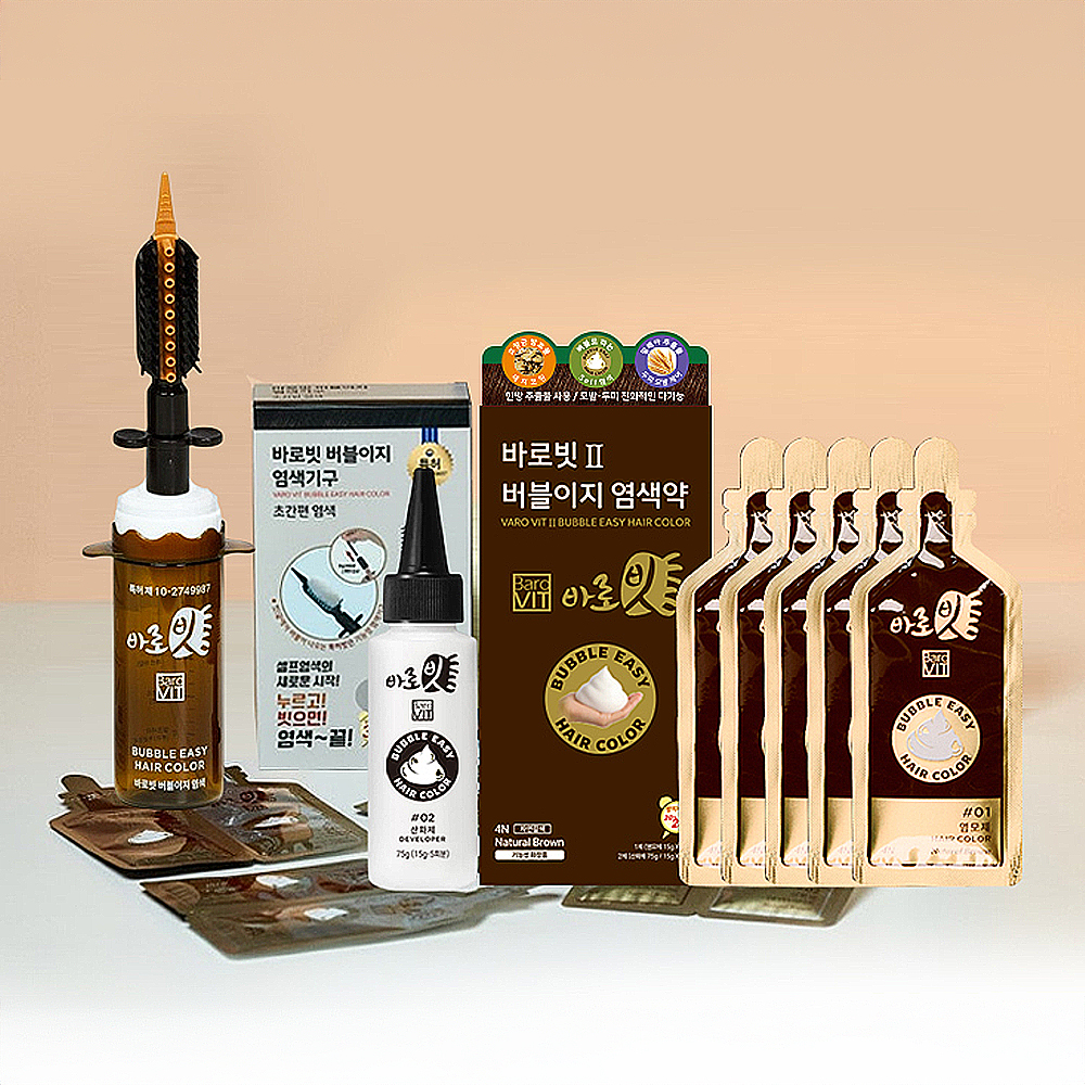 바로바로 바로빗 염색약 자연흑색 이성미 새치 흰머리 자연흑색 갈색 빗모양 염색스틱 이미지 6