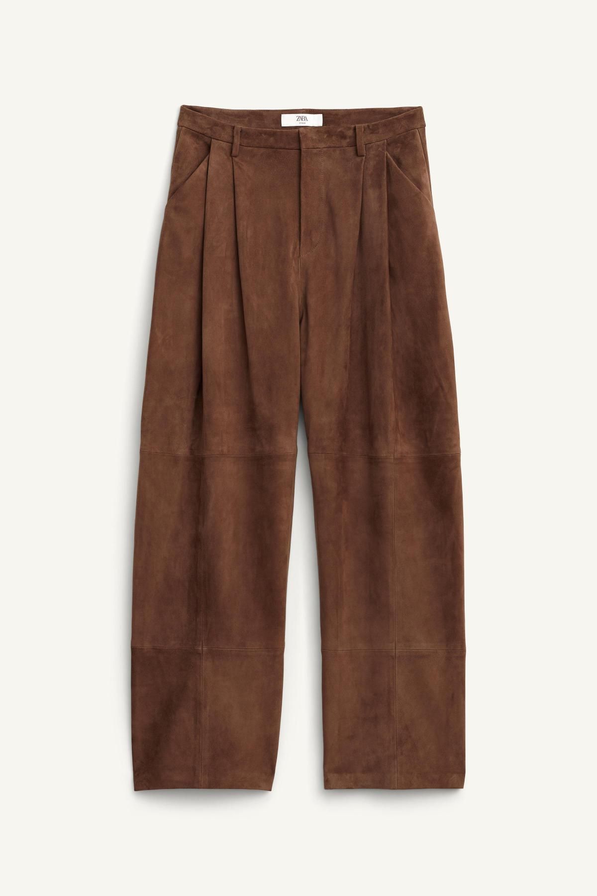 자라 한정판 프리미엄 스웨이드 와이드 팬츠 6098/920 BROWN / TAUPE - 메인 이미지