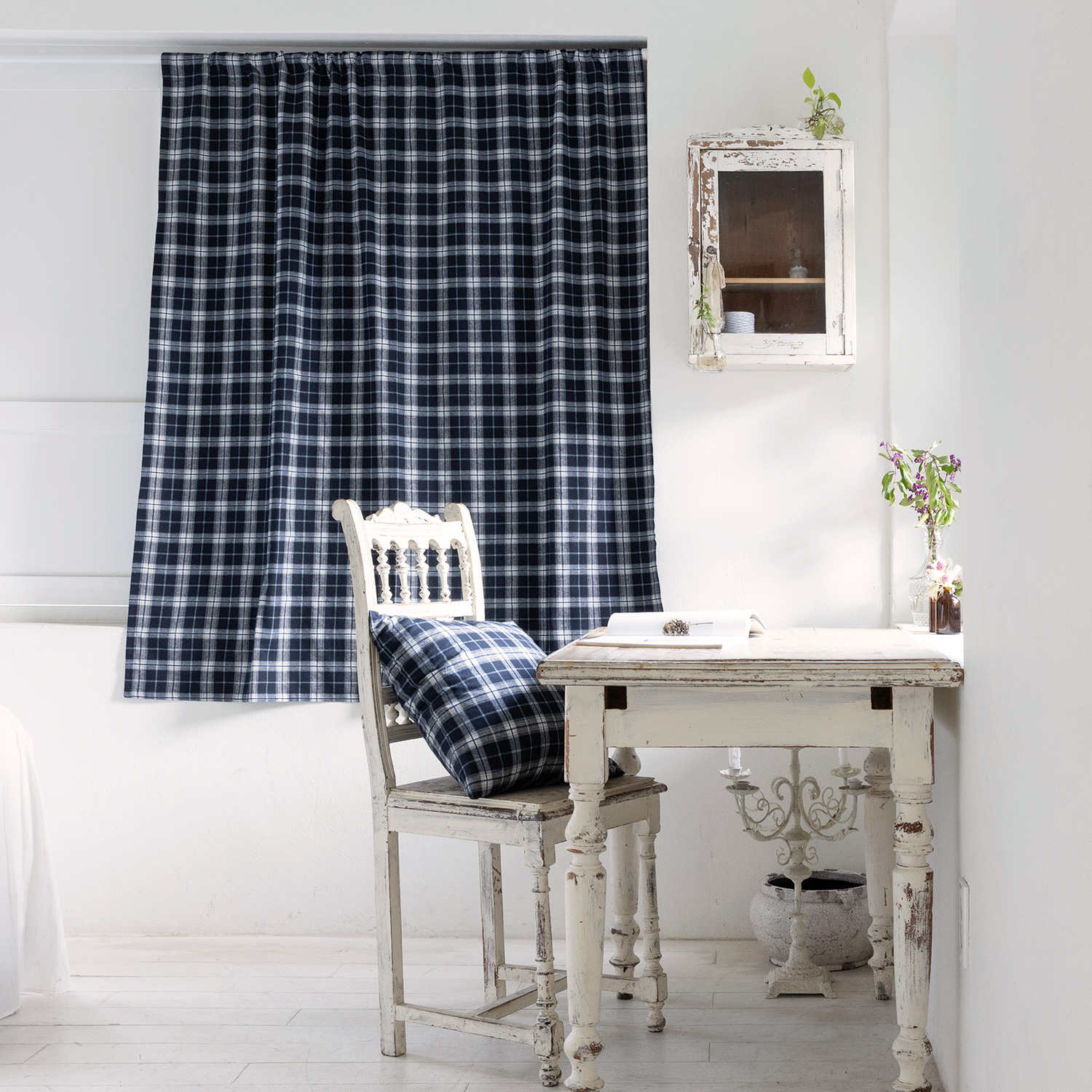 코지코튼 도톰한 겨울 방한 기모 타탄 체크커튼 웜톤3color (맞춤제작)