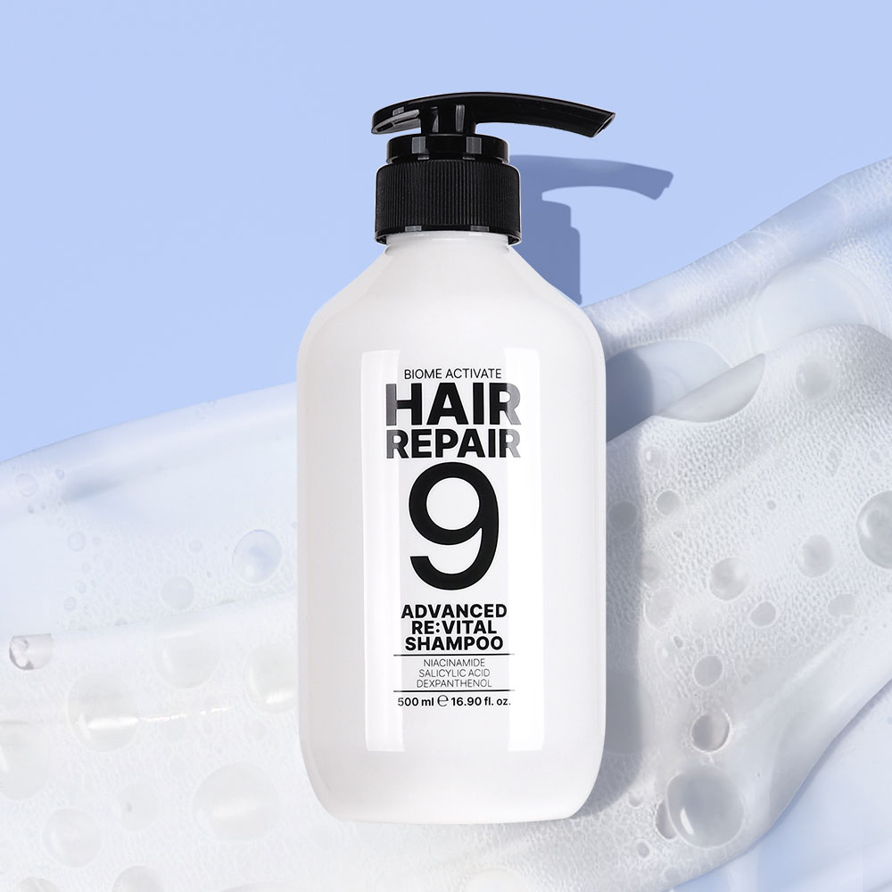 [바액] 헤어리페어9 어드밴스드 리바이탈 샴푸 [500ml] 비듬예방 가려움완화 탈모증상완화 풍성한거품 약산성