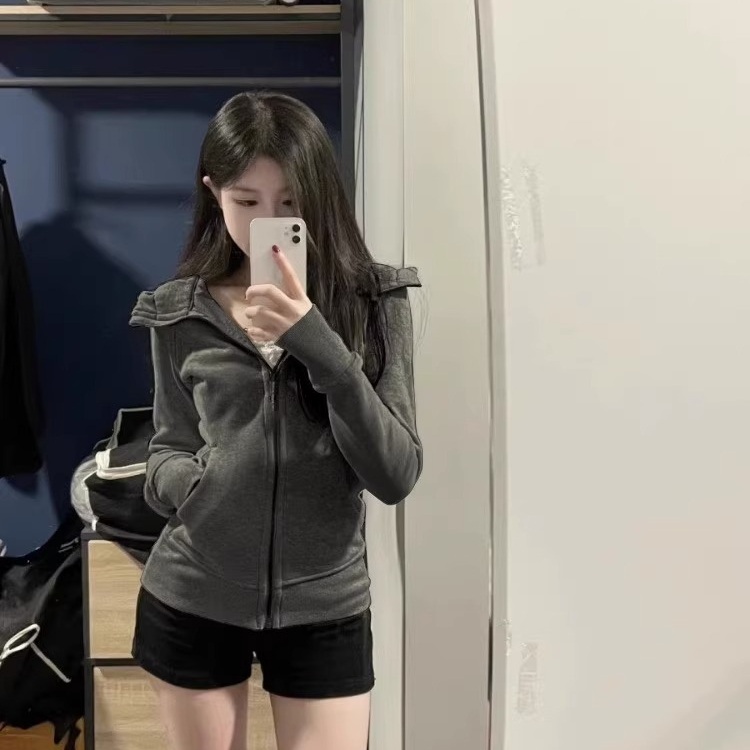 집업 니트 후드 가디건 슬림핏 집업 봄가을 캐주얼 날씬해보이는 지퍼 가디건 기모 - 상세 이미지 4