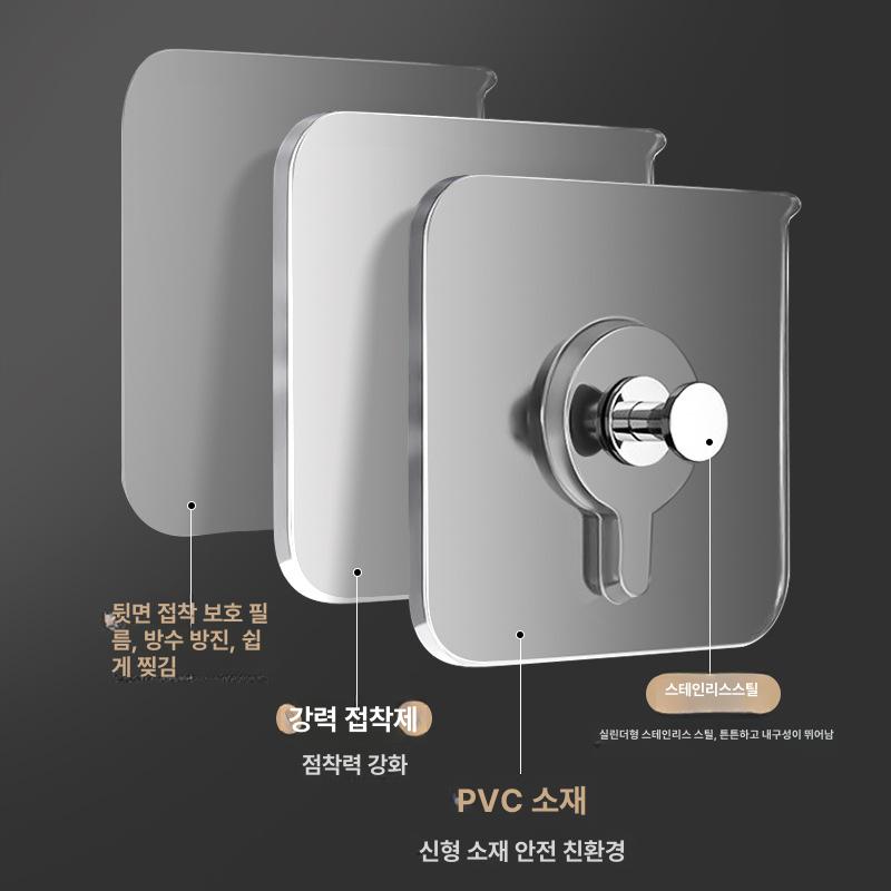 무타공 초강력 접착 후크 벽걸이 방수 하중지지 스티커행거 4개 세트 - 상세 이미지 4