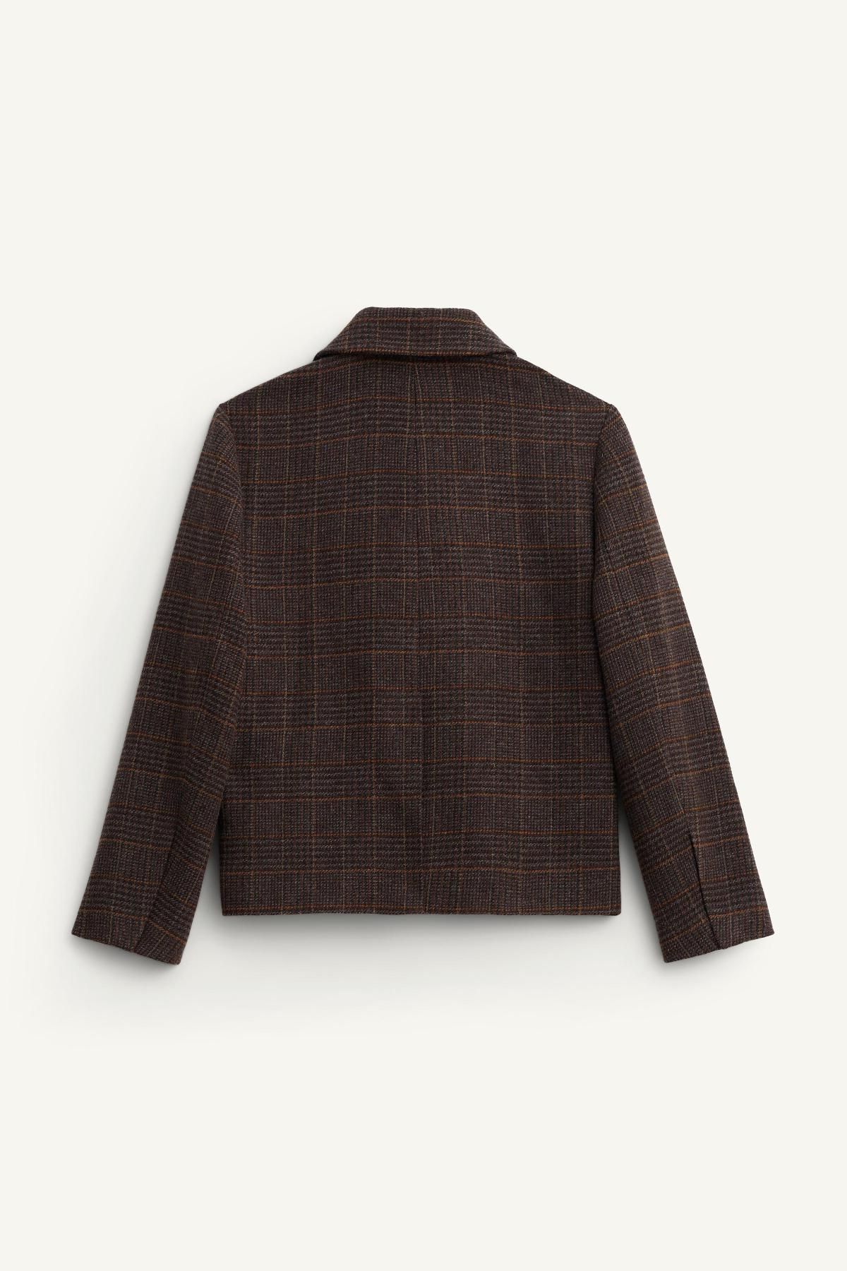 자라 한정판 체크 울 테일러드 재킷 7003/764 BROWN - 상세 이미지 5