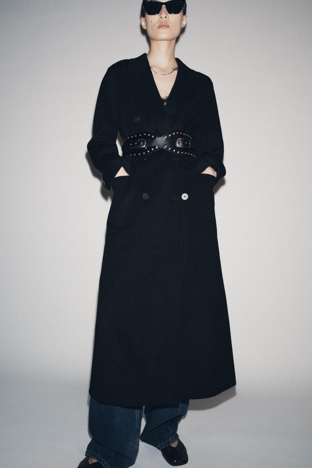 자라 한정판 프리미엄 울블렌드 더블 롱코트 7522/255 BLACK - 상세 이미지 2