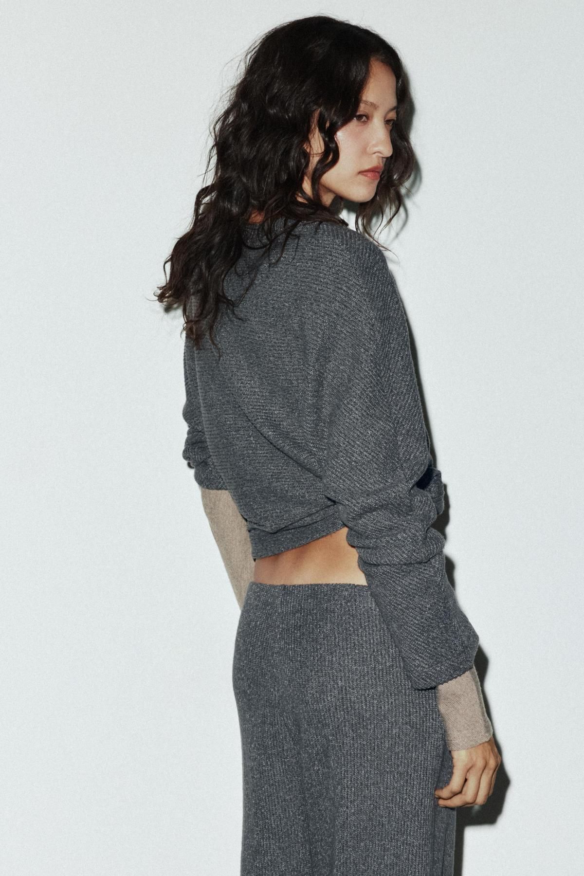 자라 소프트 터치 라운드넥 긴팔 맨투맨 6050/824 GREY MARL - 상세 이미지 4