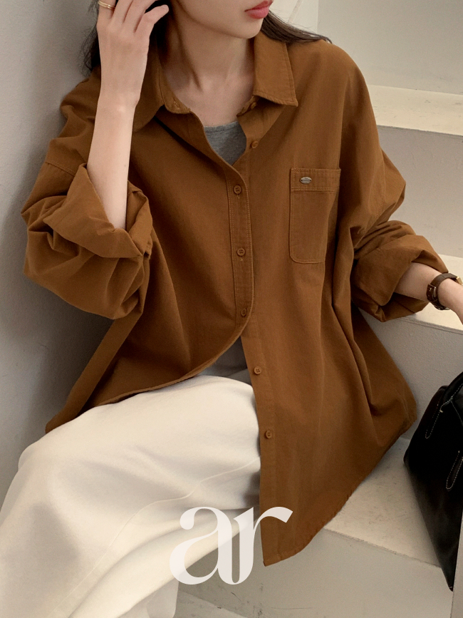 심볼 포켓 루즈핏 코튼 셔츠 가을셔츠 bs8474 - 상세 이미지 2