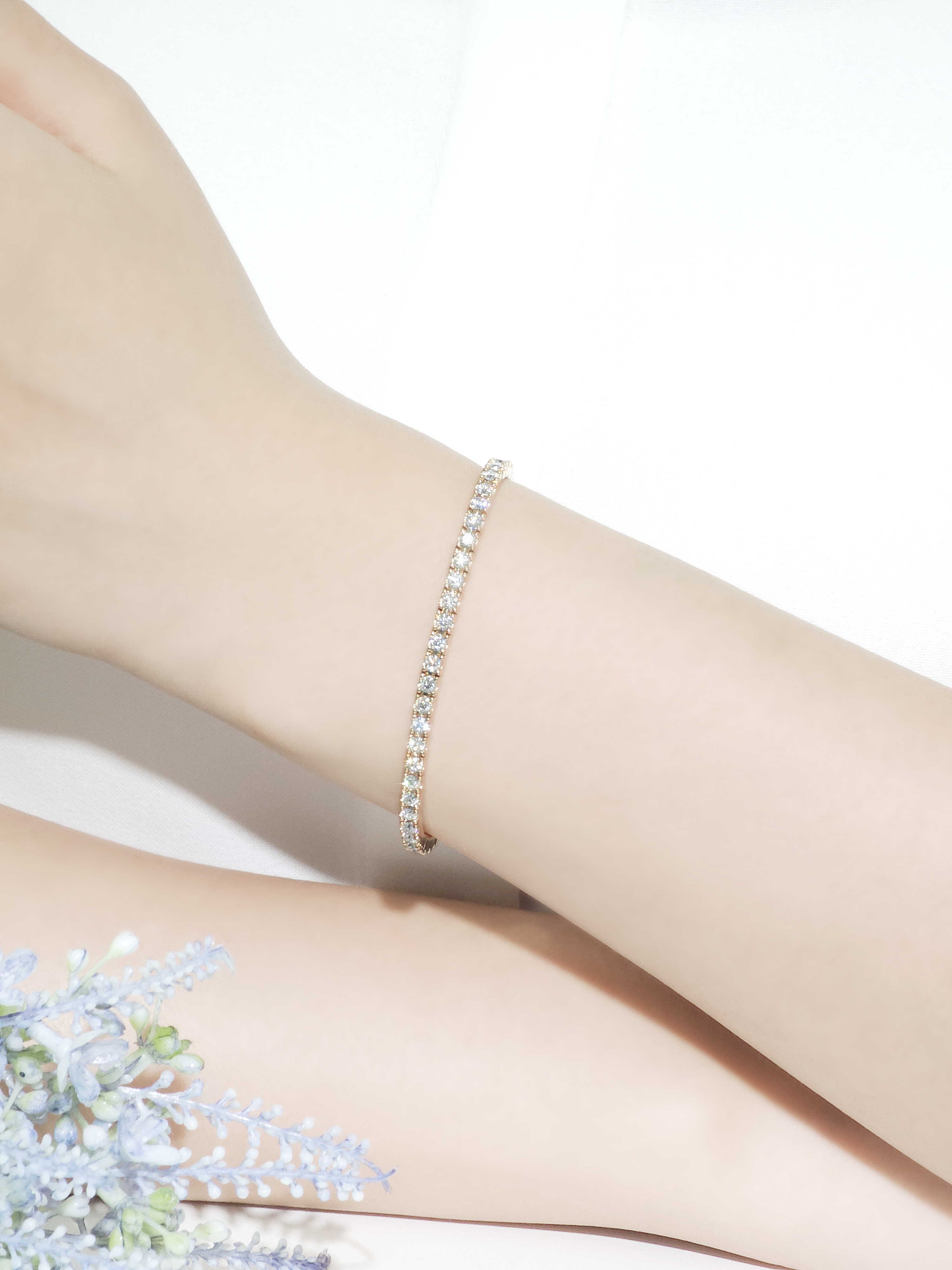 랩다이아몬드 테니스팔찌 엘라스틱 무잠금 14k 18k 이미지 7