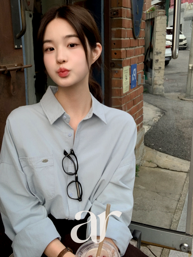 심볼 포켓 루즈핏 코튼 셔츠 가을셔츠 bs8474 - 상세 이미지 5