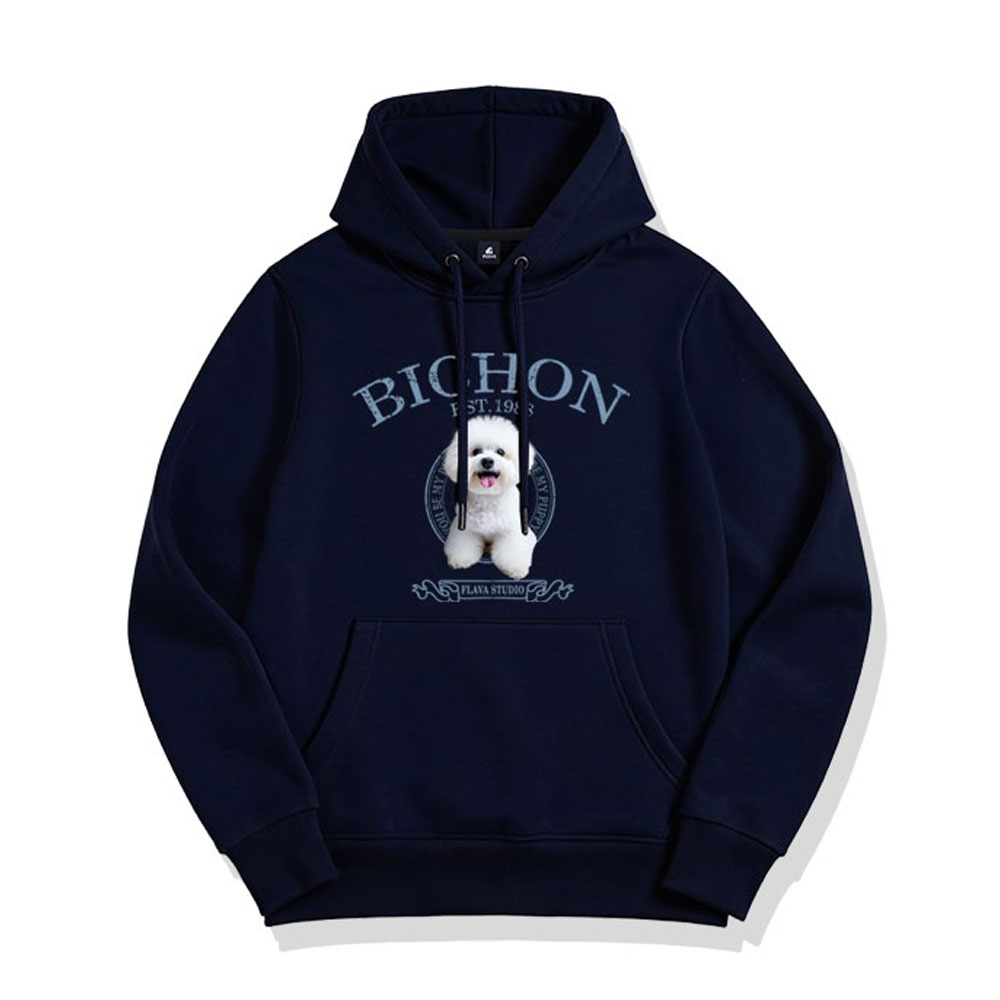 플라바 비숑 기모 후드티 M-4XL 빅사이즈 세미 오버핏 - 상세 이미지 3