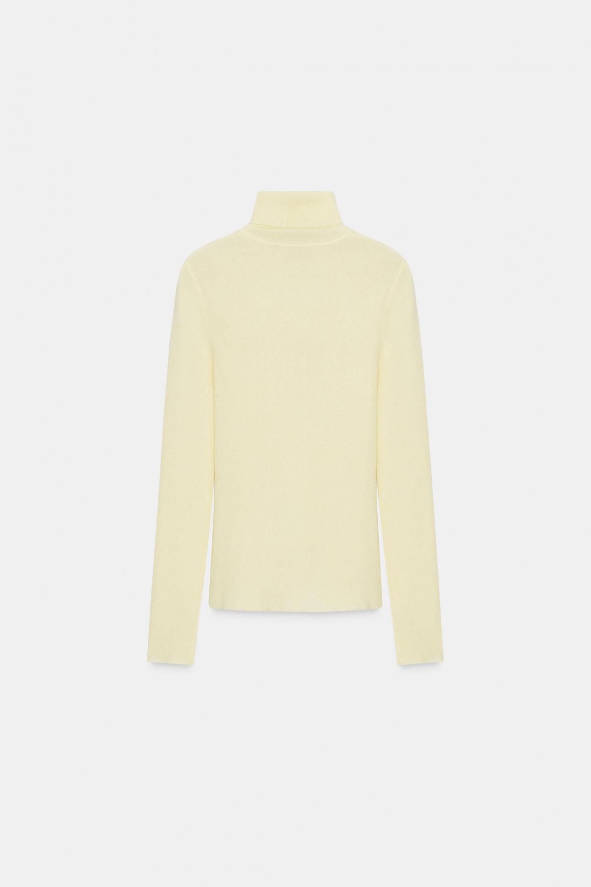 자라 프리미엄 울 하이넥 터틀넥 긴팔 니트 스웨터 9598/223 LIGHT YELLOW - 상세 이미지 5