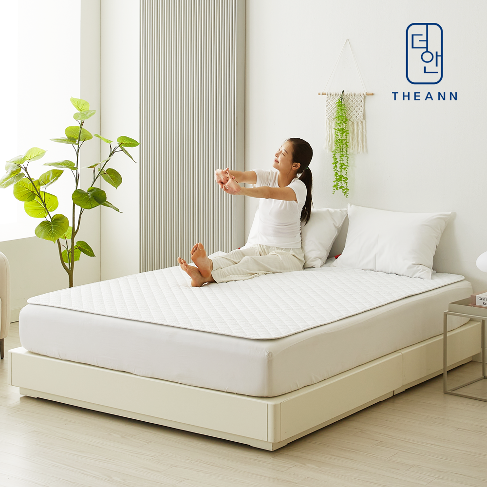 [시어서커원단] 더안 전자파없는 전기요 스마트 IOT 탄소매트 침대용 퀸(분리난방), 150x200cm, 화이트