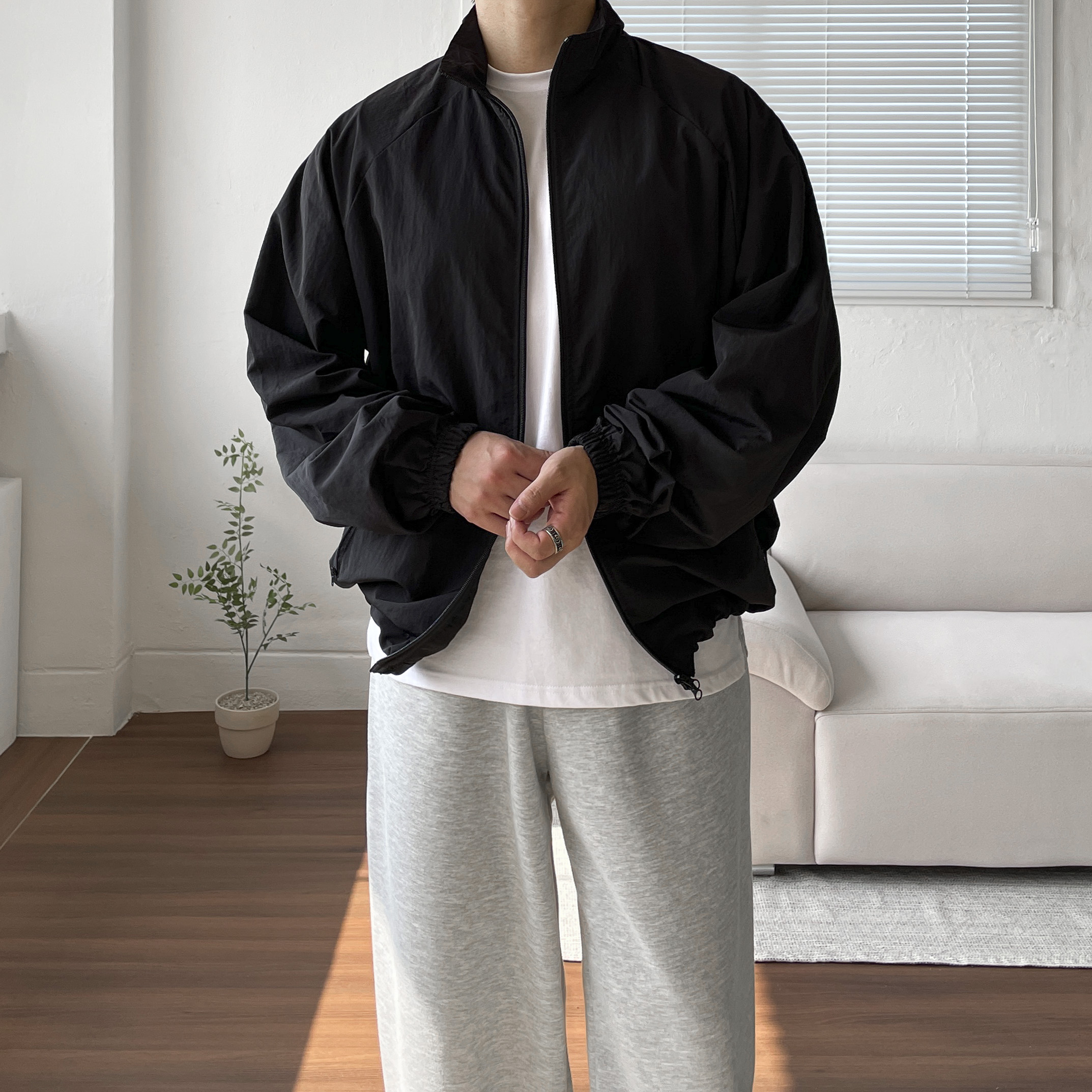 남자 나일론바람막이 투웨이 커플 러닝바람막이 집업 자켓 - 상세 이미지 4
