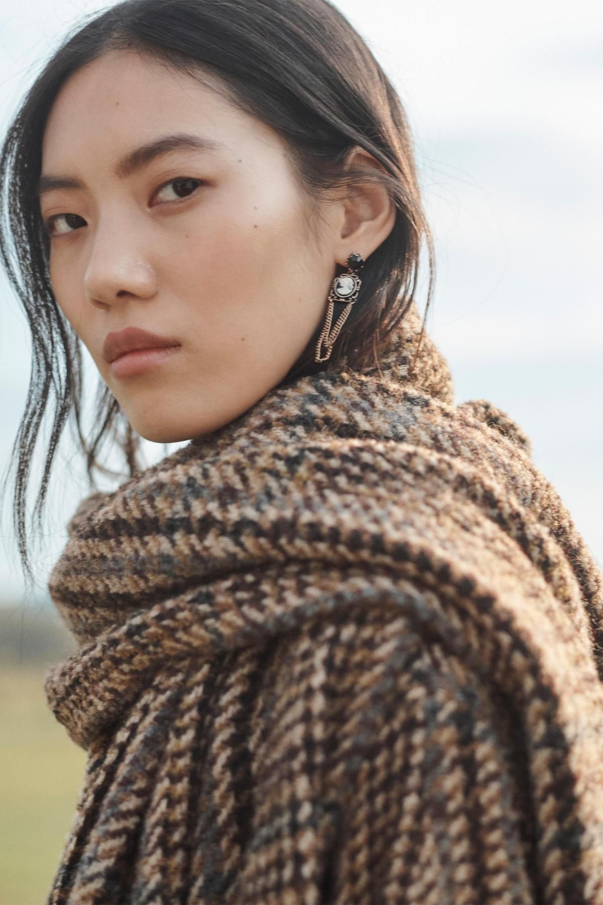 자라 한정판 체크 스카프 벨트 울 롱 코트 8708/748 BROWN - 상세 이미지 4