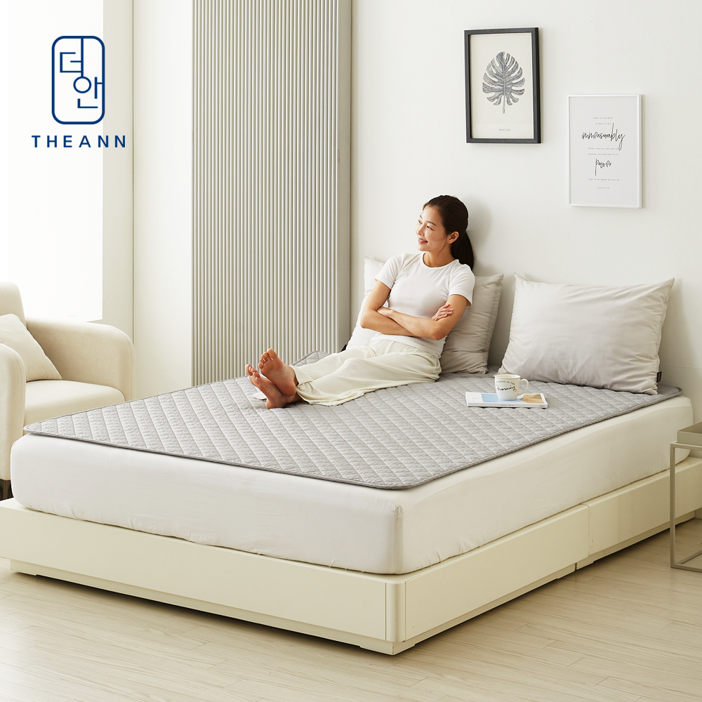 [시어서커원단] 더안 전자파없는 전기요 스마트 IOT 탄소매트 침대용 퀸(분리난방), 150x200cm, 그레이