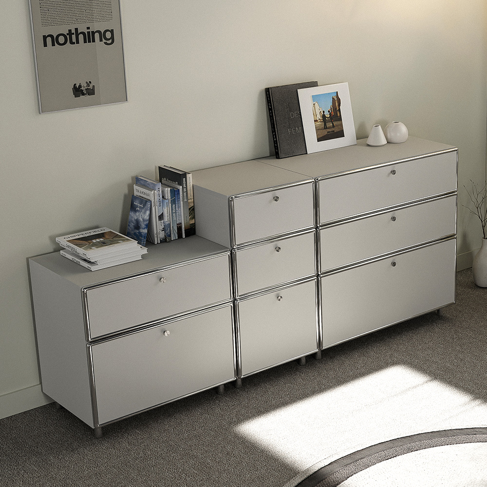 모던트 미드센츄리 1800 모듈 높은 거실장 TV다이 거실 서랍 수납