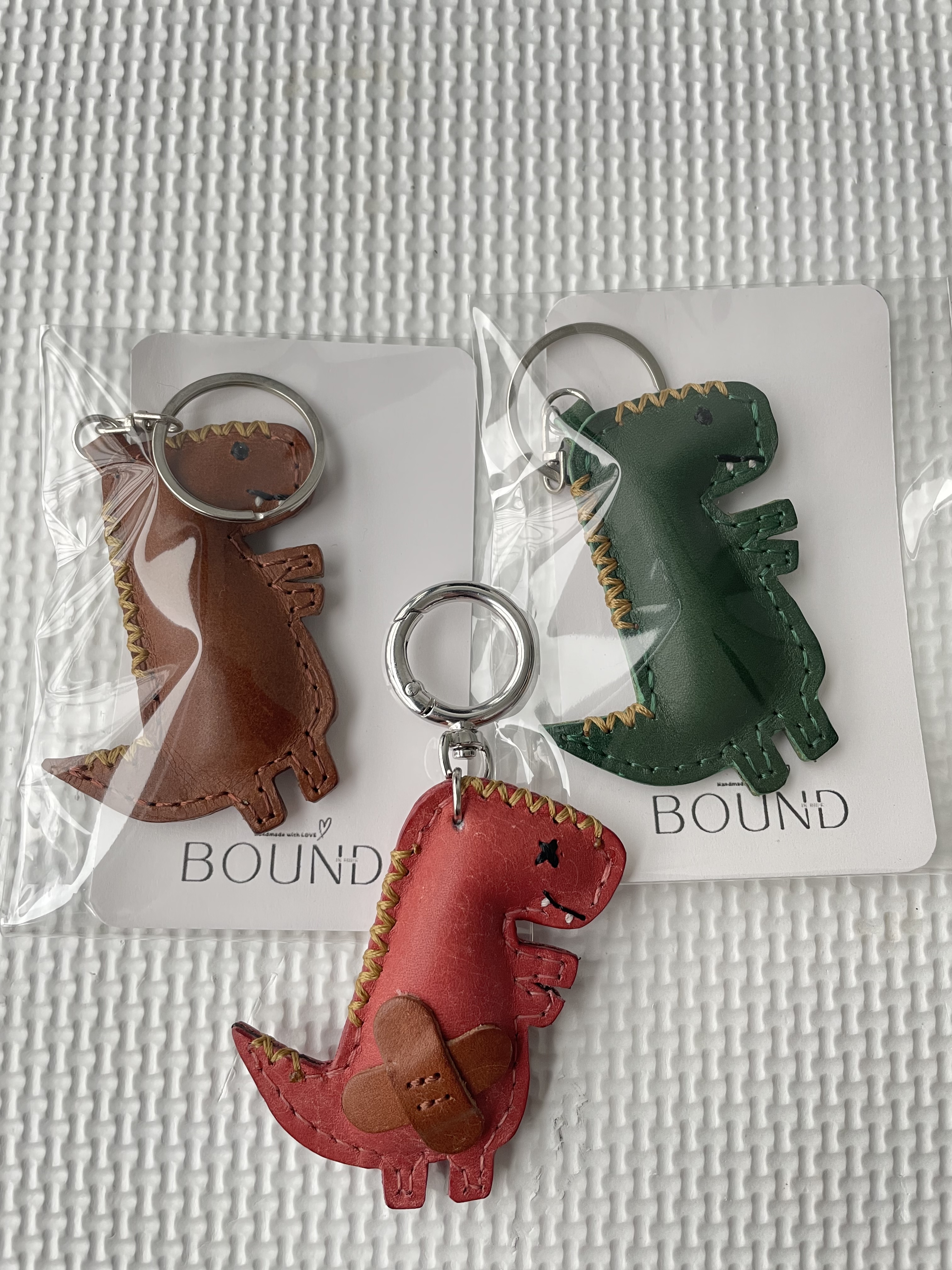 핸드메이드 귀여운 공룡 가죽 키링 Cute Dinosaur Keychain BIH - 상세 이미지 3