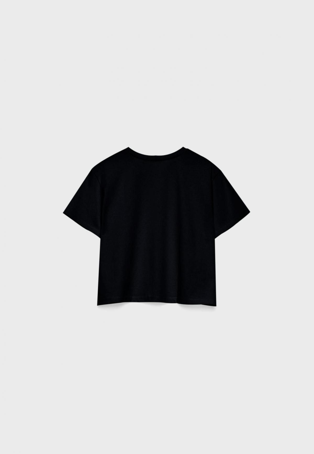 스트라디바리우스 데일리 크롭 반팔 라운드넥 티셔츠 2팩 2505/452 BLACK - 상세 이미지 5