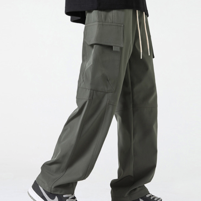 남자밴딩카고바지 와이드팬츠 편한 잡업긴바지 - 상품 이미지