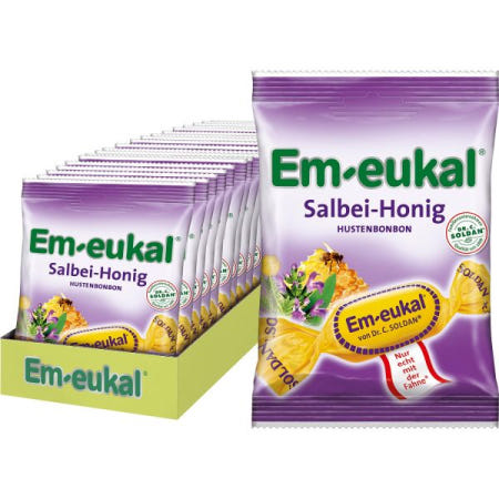 [해외]Em-eukal 엠유칼 기침약 세이지-허니, 비타민 C, 설탕 및 유당 무함유, (20 x 75g) [B0CD7LHHJT]
