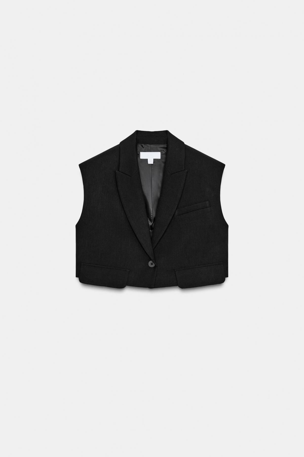 자라 테일러드 크롭 베스트 숄더패드 블랙 1165/422 BLACK - 메인 이미지