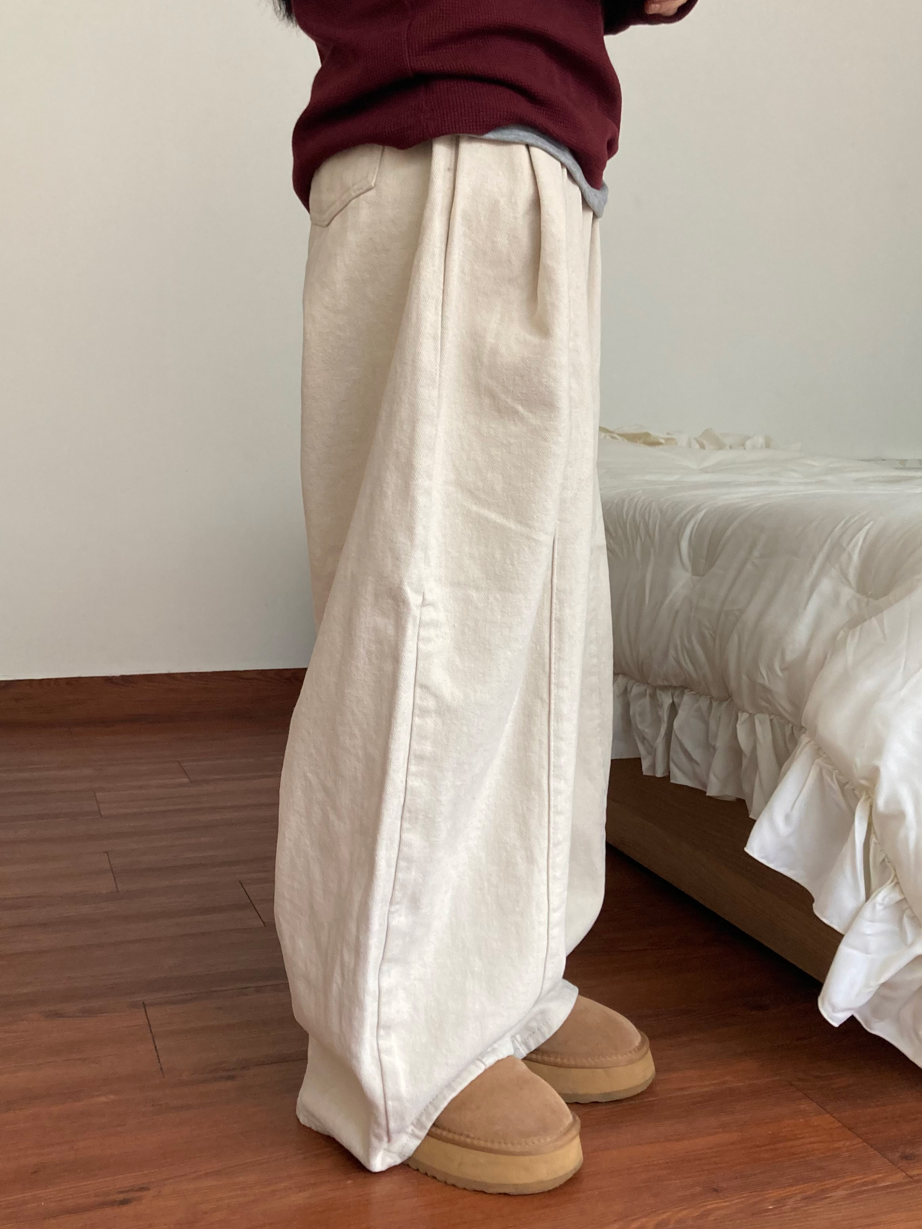 프렌 커브드 핀턱 팬츠 [4Color] - 상세 이미지 3