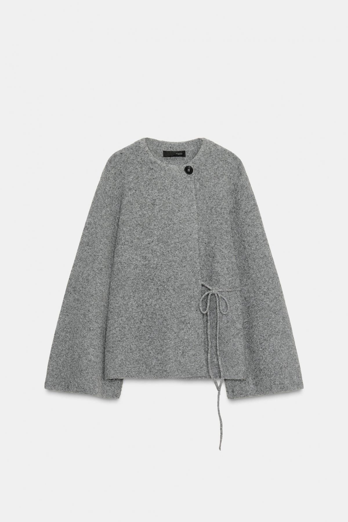 자라 라운드넥 니트 기모노 가디건 슬릿 슬리브 2756/146 LIGHT GREY - 메인 이미지