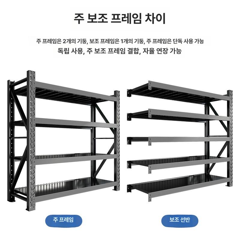 철제 중량랙 조립식 선반 창고용 앵글랙 산업용 보관선반 화이트 5단 메인 프레임 프리미엄 두꺼운 200x60x200cm - 상세 이미지 5