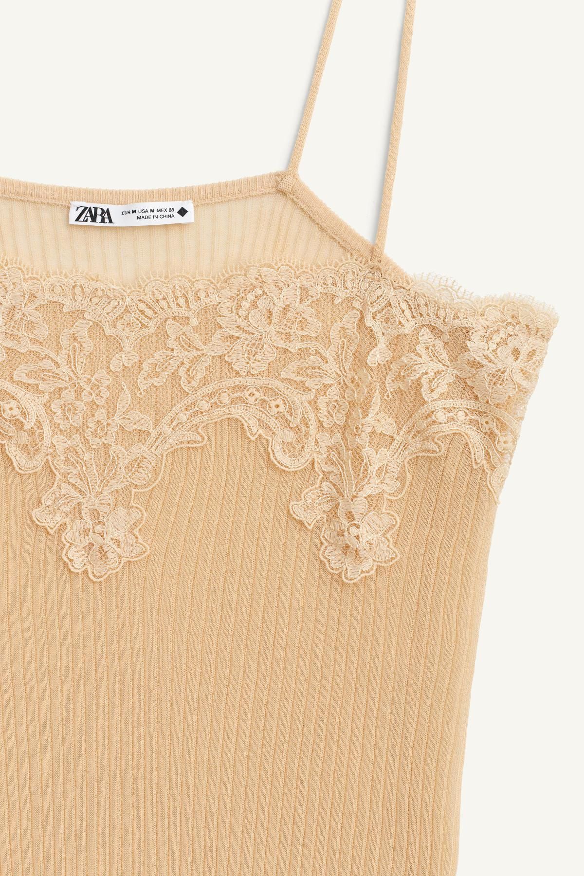 자라 한정판 골지 레이스 슬림 캐미솔 탑 1223/250 LIGHT PINK - 상세 이미지 5