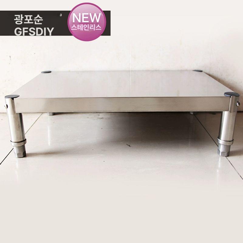 304 스테인리스 1단 받침대 작업대 바닥선반 주방 정리대 스퀘어 20x20x15cm - 상세 이미지 2