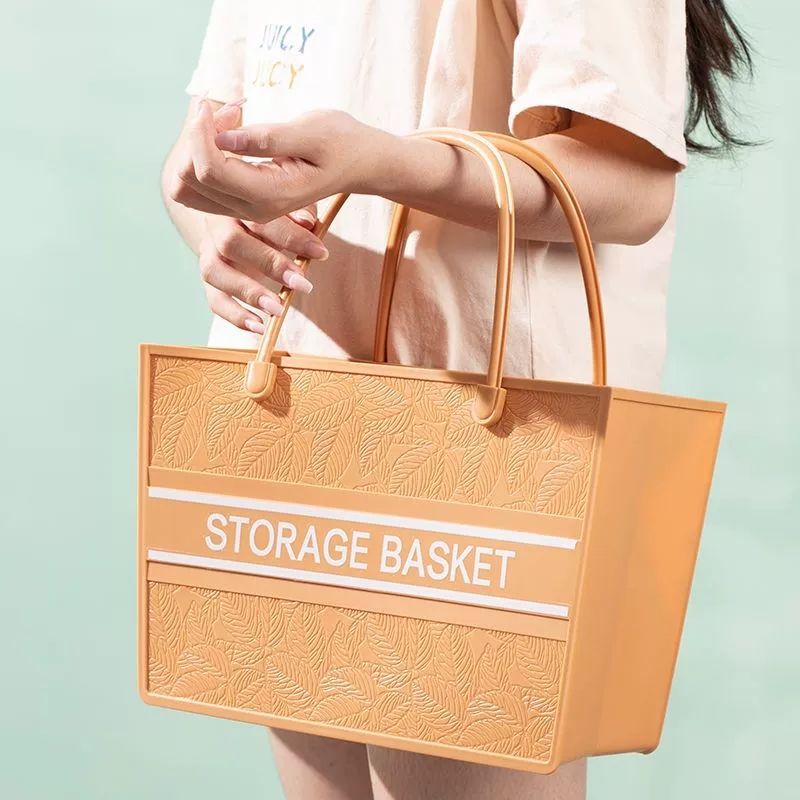 목욕바구니 방수 실리콘목욕가방 헬스장 장바구니 대용량 수영장 다용도 목욕 시장가방 옐로우 - 상품 이미지