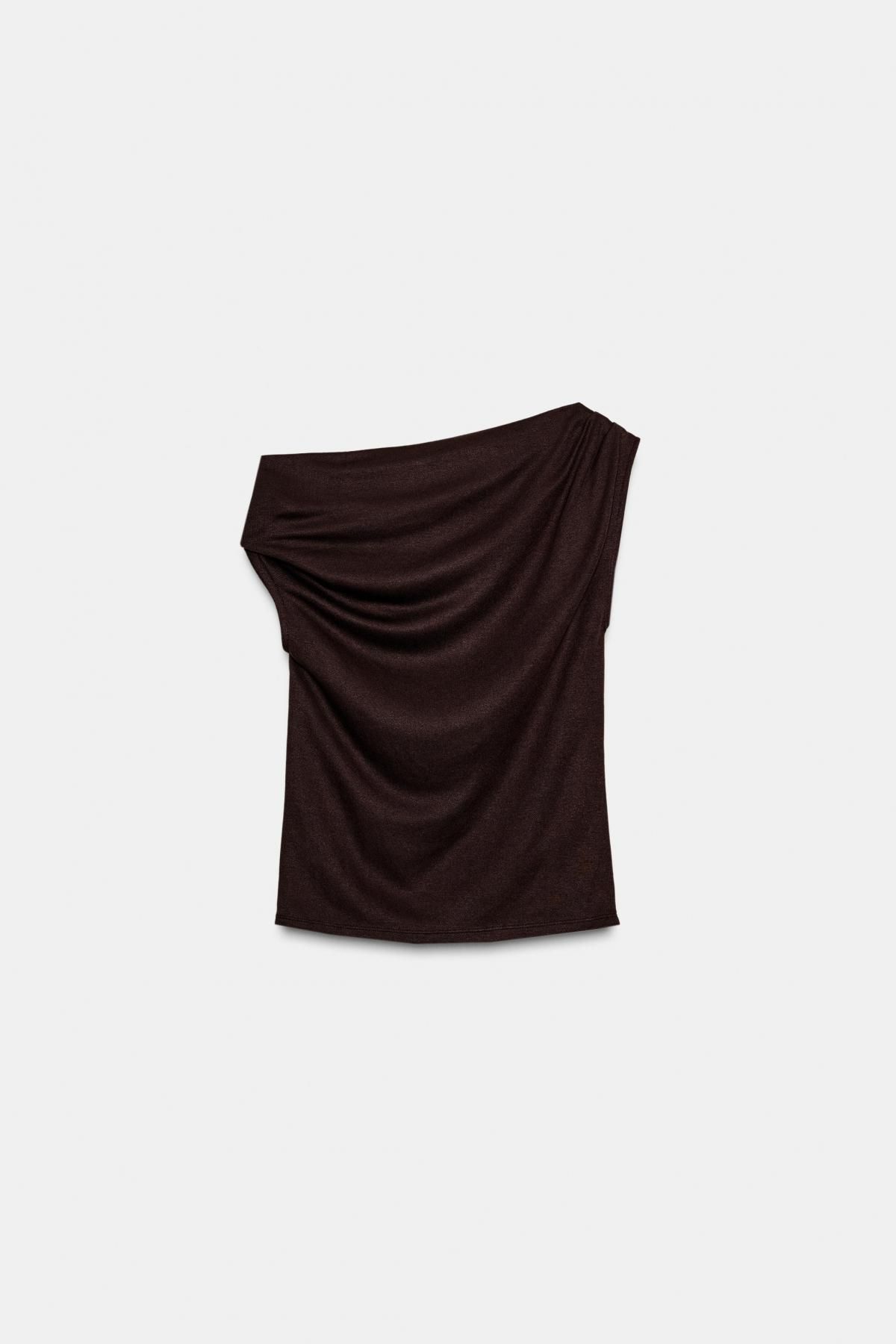 자라 트렌디 비대칭 컷아웃 니트 탑 2298/450 BROWN - 상세 이미지 2