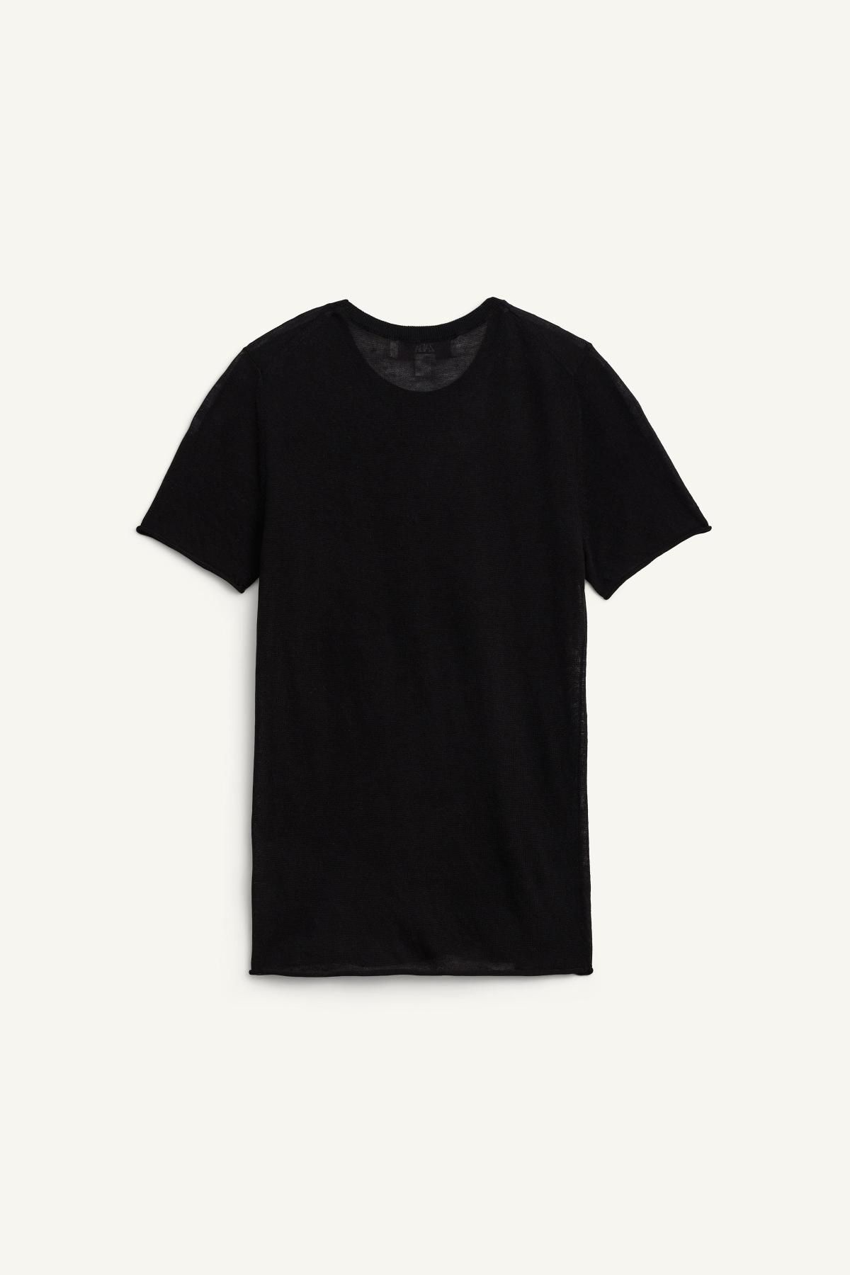 자라 프리미엄 100 울 라운드넥 반팔 니트 티셔츠 2893/152 BLACK - 상세 이미지 2