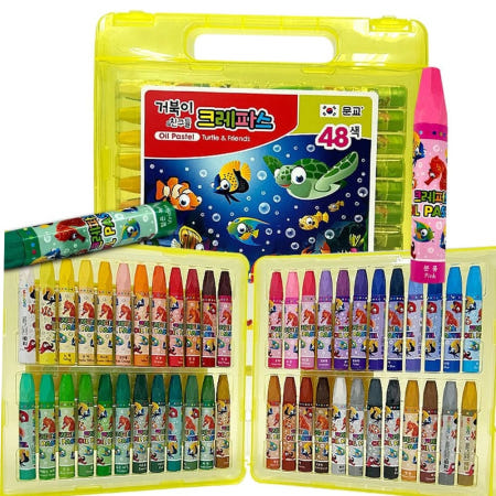 거북이 크레파스 48색 크레용