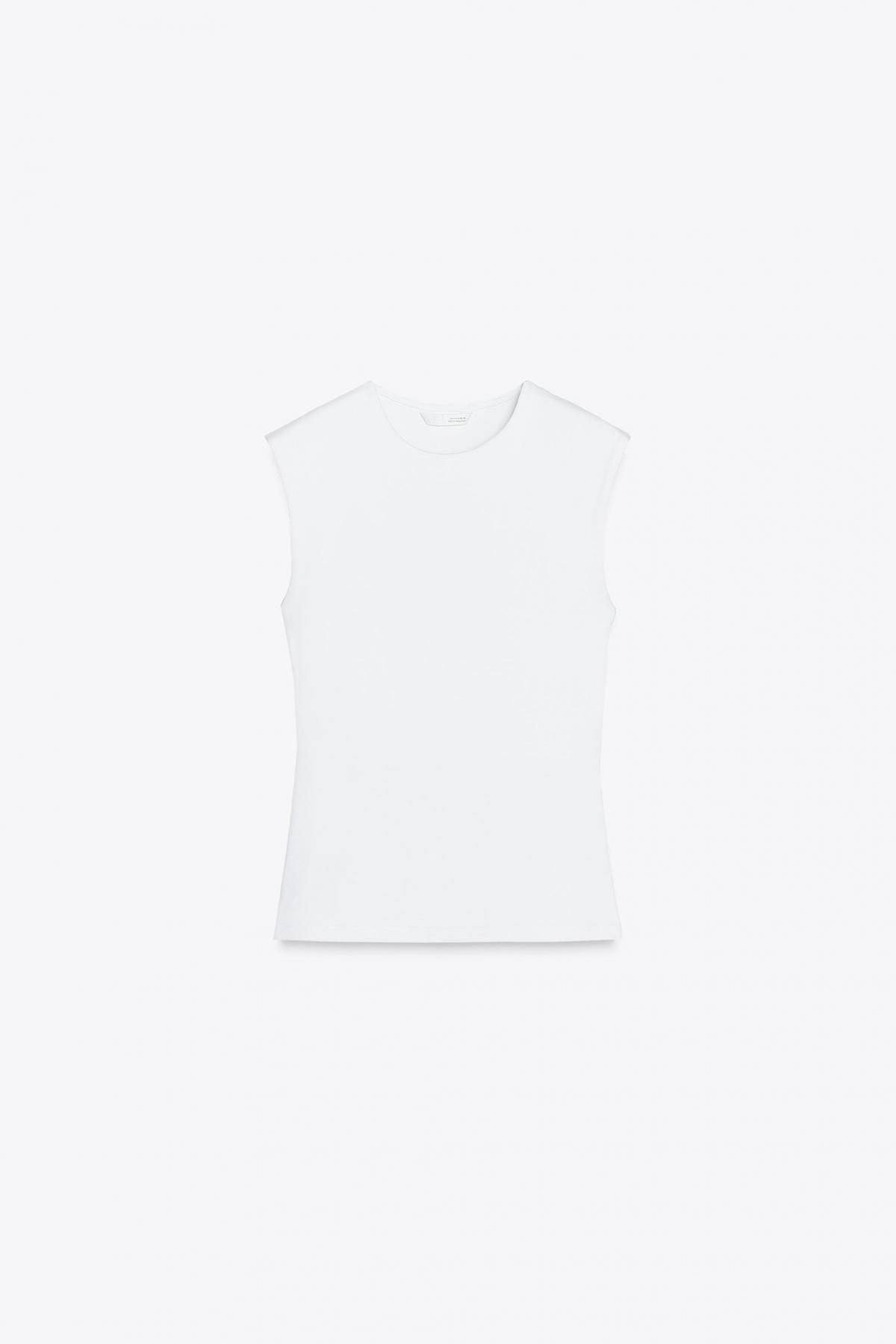 자라 슬리브리스 니트 탑 2335/151 WHITE - 상품 이미지