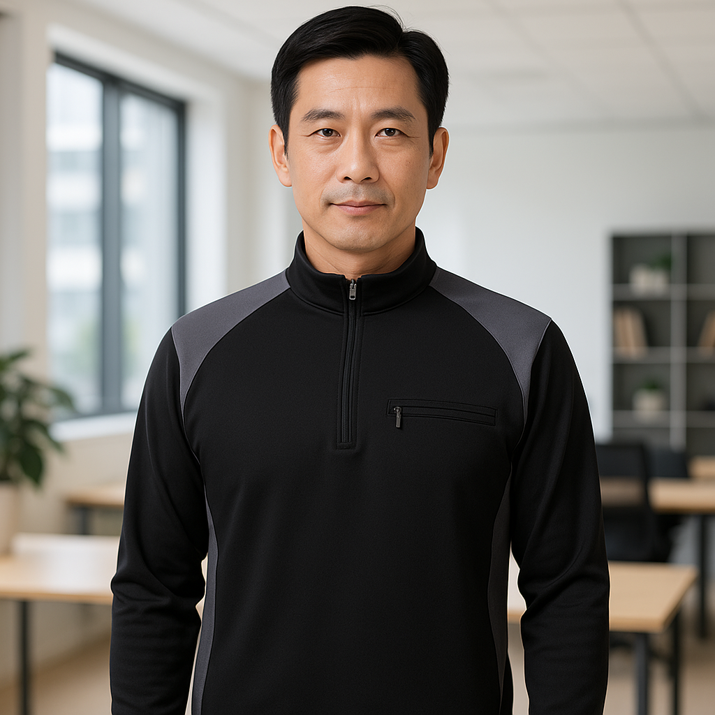 회사단체긴팔티 하프집업 작업복 단체유니폼티셔츠 - 상품 이미지