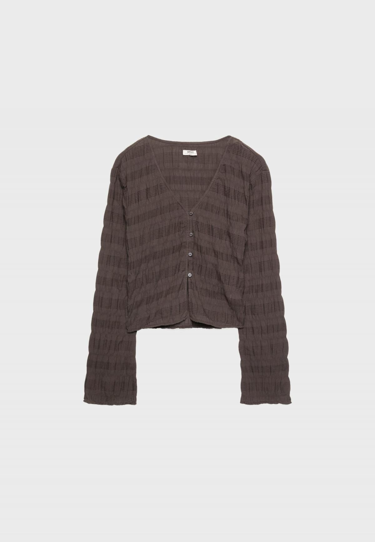 스트라디바리우스 자수 브이넥 긴팔 셔츠 7143/495 BROWN - 상품 이미지