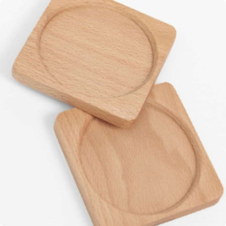 et 홈카페재료 잔받침 빈티지코스터 컵코스터 우드컵받침 2p세트 라이트