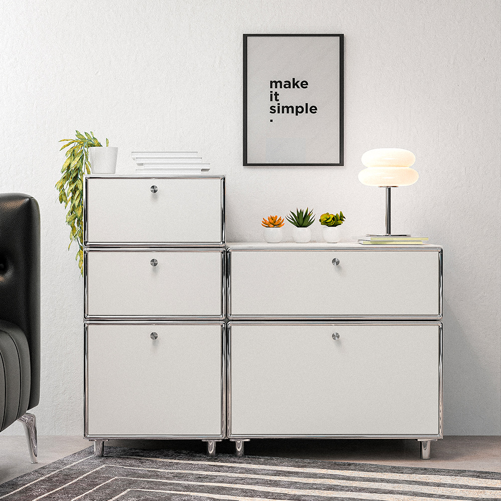 모던트 미드센츄리 1800 모듈 높은 거실장 TV다이 거실 서랍 수납