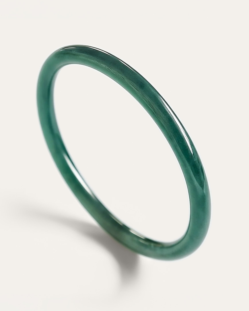 A 제이드 비취 뱅글 옥팔찌 푸른빙종 통팔찌 Forest Green GJB50 - 메인 이미지