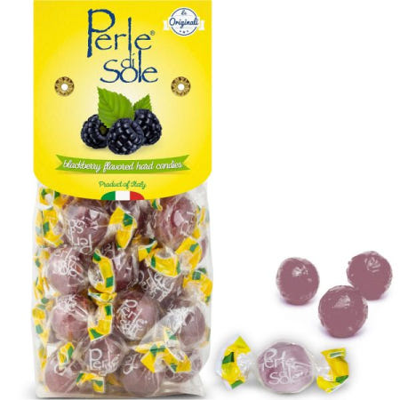 [Marke: Perle di Sole][해외]Perle dI Sole 시큼하고 톡 쏘는 필링이 들어 펄 디 솔레 블랙 베리 하드 캔디, 싱글 팩 200 gr [B099FHKZXN]