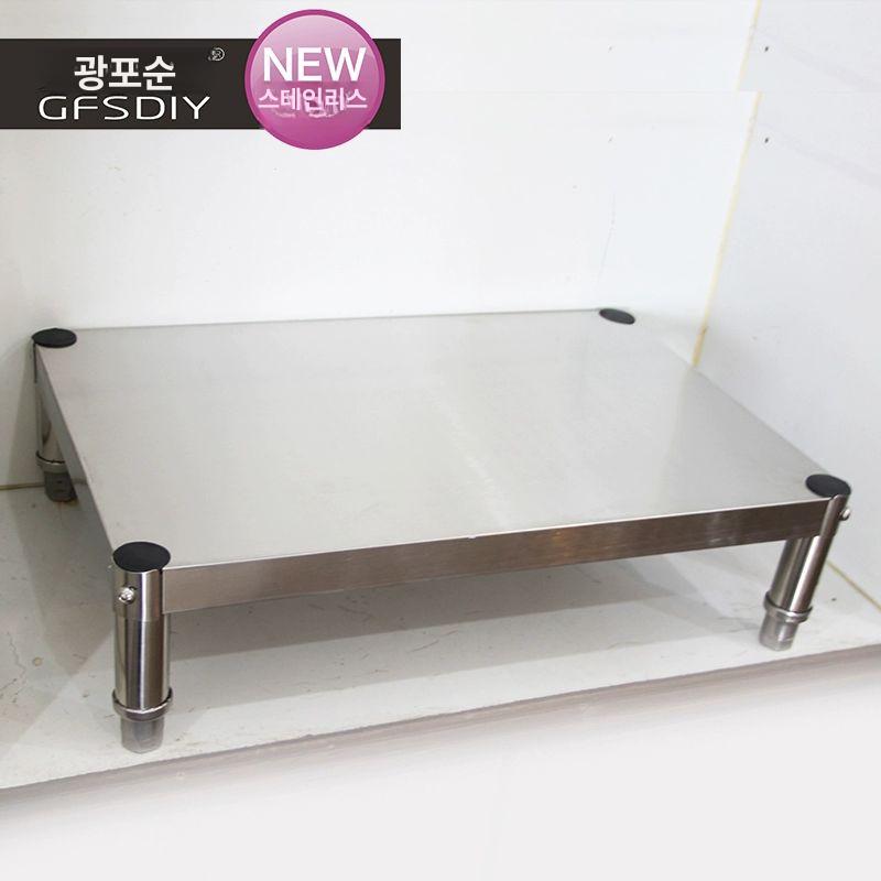 304 스테인리스 1단 받침대 작업대 바닥선반 주방 정리대 스퀘어 20x20x15cm - 상세 이미지 3